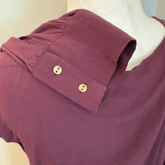 LOFT Mauve Square Neck Blouse Long Sleeve Women's Large - Picture 7 of 9